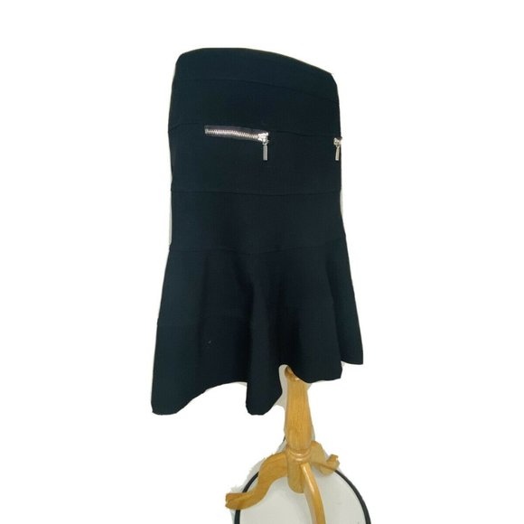 Kenar A-line Skirt Sz 8 Black With Silver Zippers - Picture 2 of 7